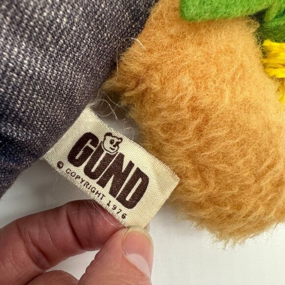 Vintage Danny Denim Gund Lion Stuffed Animal Plush Patchwork 1976 Overalls - Picture 6 of 10